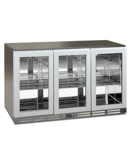 Retrobanco inox con 3 porte - Capacità litri 241 - Cm 135 x 52,6 x 83,5 h Retrobanco inox con 3 porte - Capacità litri 241 - Cm 135 x 52,6 x 83,5 h