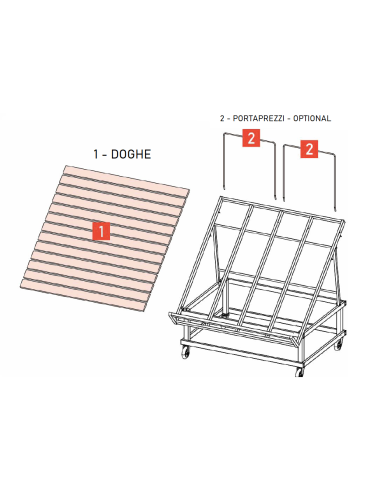 Espositore ortofrutta con doghe in legno - cm...
