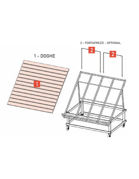 Espositore ortofrutta con doghe in legno - cm 120 x 107 x 132 h