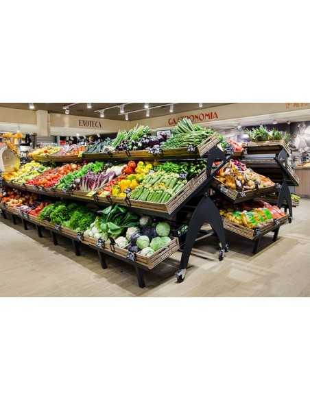 Expositor abatible para frutas y verduras con marco metálico - cm 120 x 115 x 121 h