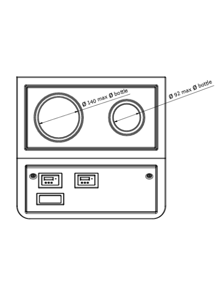 Blast chiller Temperature double hole 1 from Ø max 14 cm + 1 from Ø max 9.2 cm