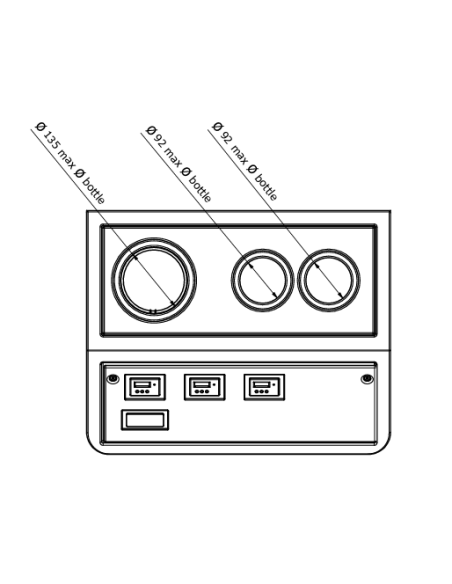 Abbattitore di Temperatura con triplo foro 1 da Ø max 13.5 cm + 2 da Ø max 9.2 cm