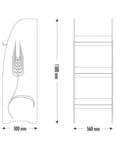 Bread display case with plexiglass front panels - cm 56 x 50 x 151 h