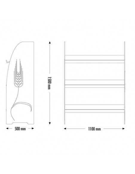 Expositor de pan con frentes de plexiglás - cm 110 x 50 151 h
