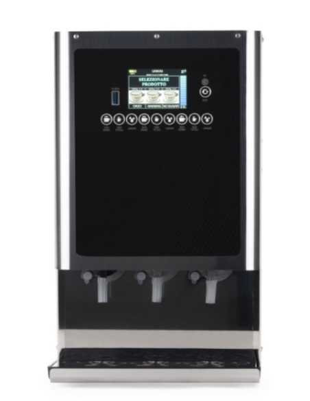 Hot beverage dispenser with 3 dispensers and 3 soluble containers - Digital panel