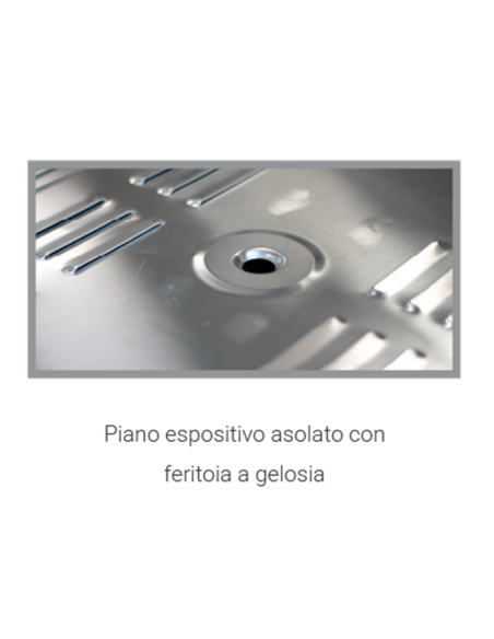 Escaparate caliente con cristal recto y compartimento cerrado - cm 200 x 53 x 135 h