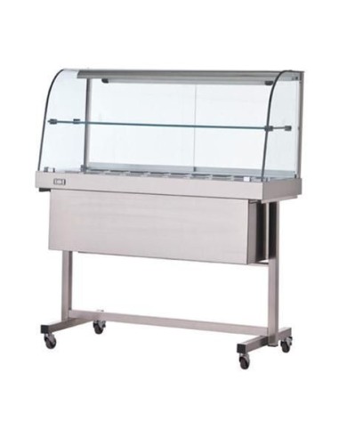 Hot display case - Curved glass - Trolley -...