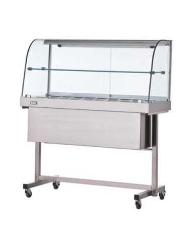 Vetrina calda con vetri curvi - Carrello e...
