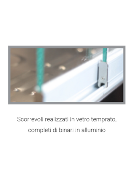 Vetrina calda con carrello e mensola - Vetri dritti - cm 180 x 53 x 135h