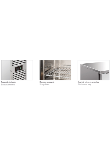 Mesa refrigerada 4 puertas - Splashback - Ventilada - cm 223 x 60 x 96 h