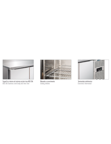 Mesa refrigerada 2 puertas - Ventilada - cm 136 x 70 x 86 h