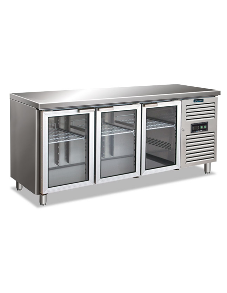 Tavolo refrigerato 3 porte vetro - Ventilato - cm 179.5 x 70 x 86 h Tavolo refrigerato 3 porte vetro - Ventilato - cm 179.5 x 70 x 86 h