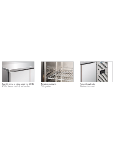 Mesa refrigerada 1 puerta y 4 cajones - Ventilada - cm 179.5 x 70 x 86 h