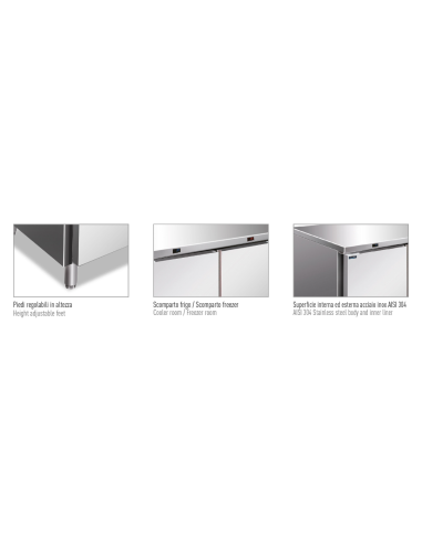 Refrigerated table 2 doors - Double temperature - cm 136 x 70 x 86 h