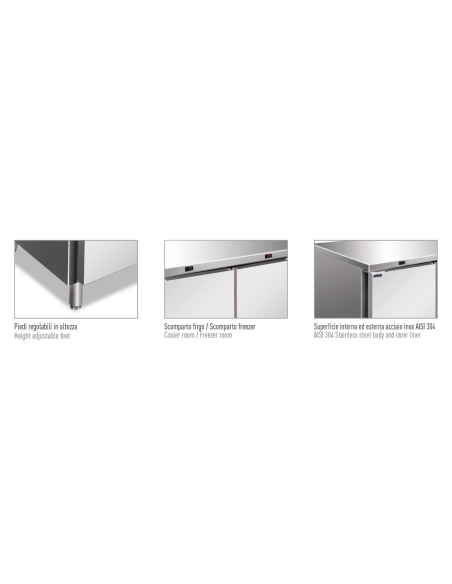 Refrigerated table 2 doors - Double temperature - cm 136 x 70 x 86 h Refrigerated table 2 doors - Double temperature - cm 136 x 70 x 86 h