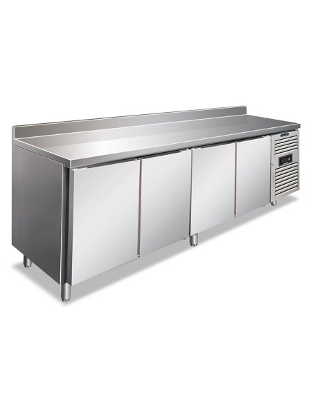 Refrigerated table 4 doors - Splashback - Ventilated - cm 223 x 70 x 96 h Refrigerated table 4 doors - Splashback - Ventilated - cm 223 x 70 x 96 h
