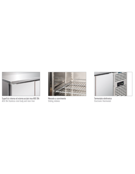 Mesa refrigerada 3 puertas y 3 cajones - Ventilada - cm 223 x 70 x 86 h Mesa refrigerada 3 puertas y 3 cajones - Ventilada - cm 223 x 70 x 86 h