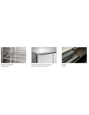 Saladette refrigerata 1 porta e cassettiera - Ventilata - cm 151.5 x 80 x 100 h
