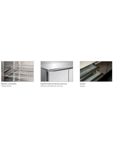 Saladette refrigerata 2 porte e cassettiera - Ventilata - cm 202.5 x 80 x 100 h 2