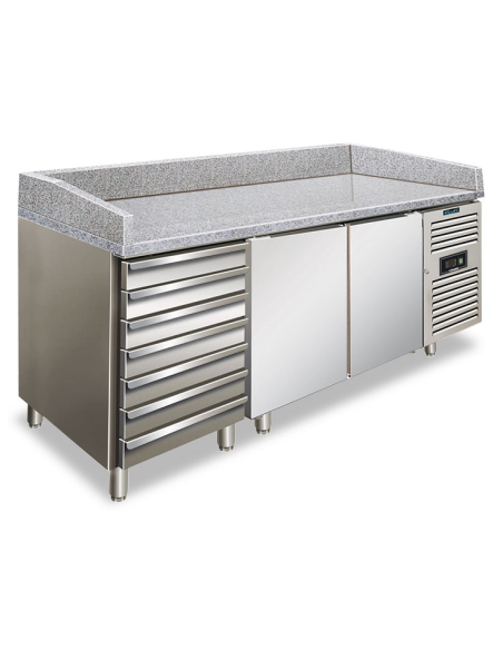 Saladette refrigerada 2 puertas y cajones - Ventilado - cm 202.5 x 80 x 100 h Saladette refrigerada 2 puertas y cajones - Ventilado - cm 202.5 x 80 x 100 h