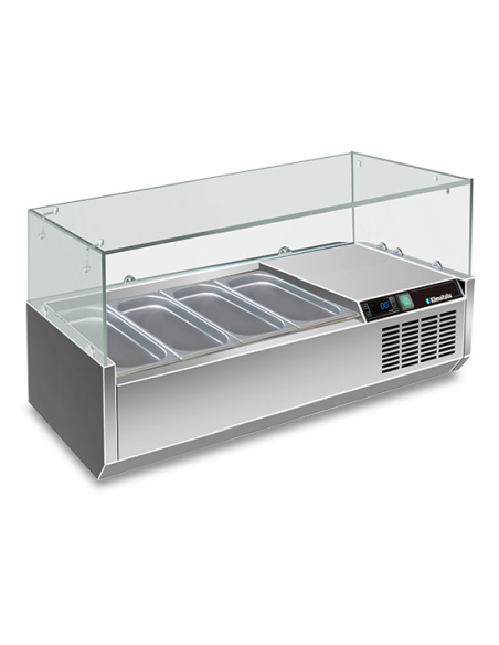 Vetrina refrigerata - N. 4 bacinelle - cm 120 x 39.5 x 43.5 h Vetrina refrigerata - N. 4 bacinelle - cm 120 x 39.5 x 43.5 h
