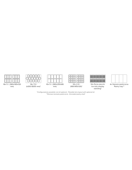 Ice cream counter - Trays 16 x liters 5 - Cm 150.3 x 96.3 x 128.8 h