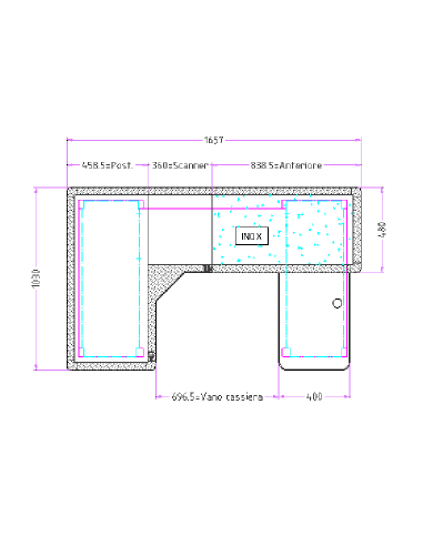 Static checkout counter with double basin -...