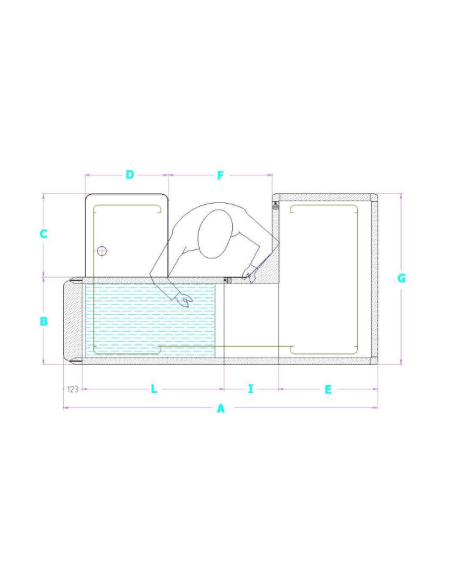 Mostrador de caja motorizado - Cinta transportadora - 241,2 cm