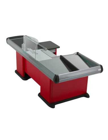 Checkout counter with double tank - Conveyor...