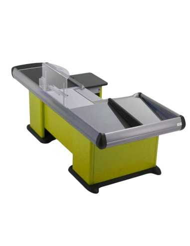 Checkout counter with double tank - Conveyor...