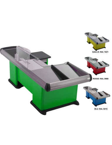 Checkout counter with double tank - Conveyor...