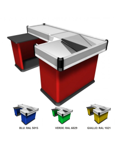 Static checkout counter with double basin - Scanner...
