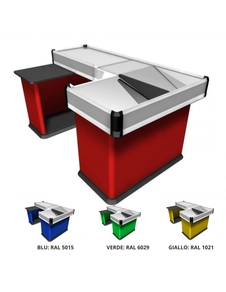Mostrador de caja estático con doble tanque - Predisposición para escáner - 282,9 cm