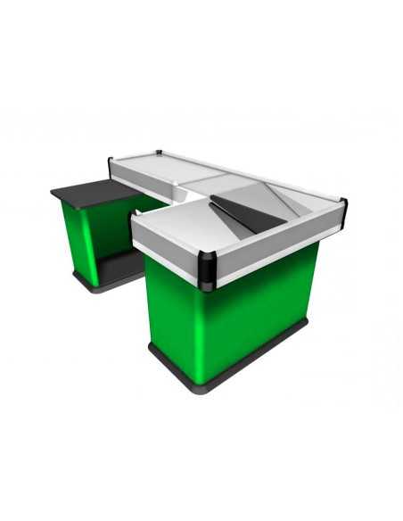 Static checkout counter with double basin - Scanner provision - 200 cm