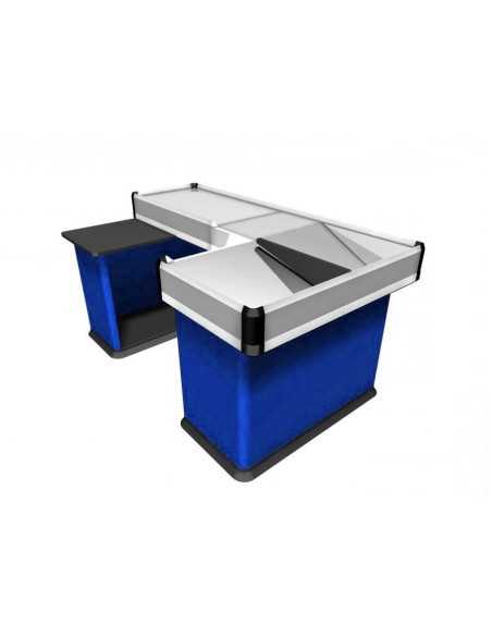 Static checkout counter with double basin - Scanner provision - cm 232.9