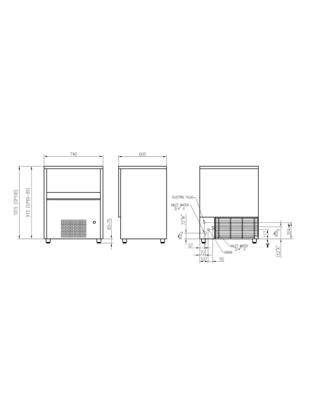 Full Cube Ice Maker - Production 80 Kg in 24 h - Tank 40 Kg