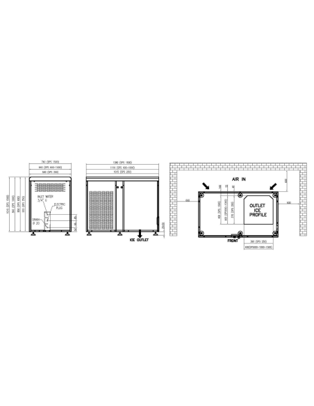 Fabbricatore di Ghiaccio a Scaglie piatte - Produzione Aria - 600 Kg in 24 h