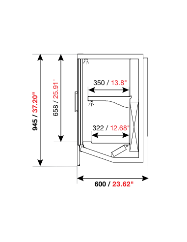 Pensile refrigerato - Senza unità condensatrice - Profondità cm 60 - Altezza cm 94.5