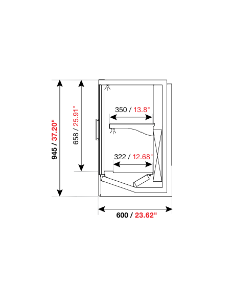 Refrigerated wall cabinet - Without condensing unit - Depth cm 60 - Height cm 94.5