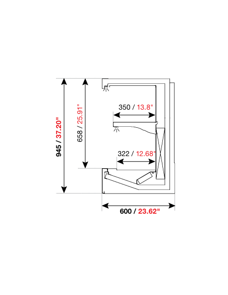 Refrigerated wall - Closed - Without condensing unit - P cm 60  - H cm 94.5
