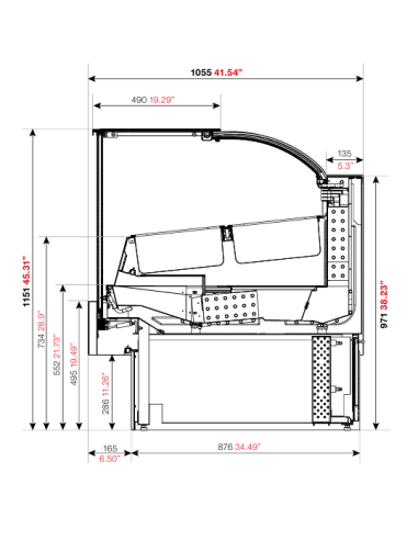 Ice cream display case - Ventilated - Dimensions cm 212.5 x 105.5 x 115.1 h