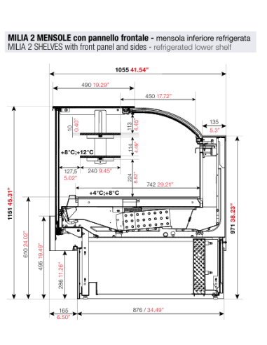 Pastry display case - Ventilated - cm 220 x...