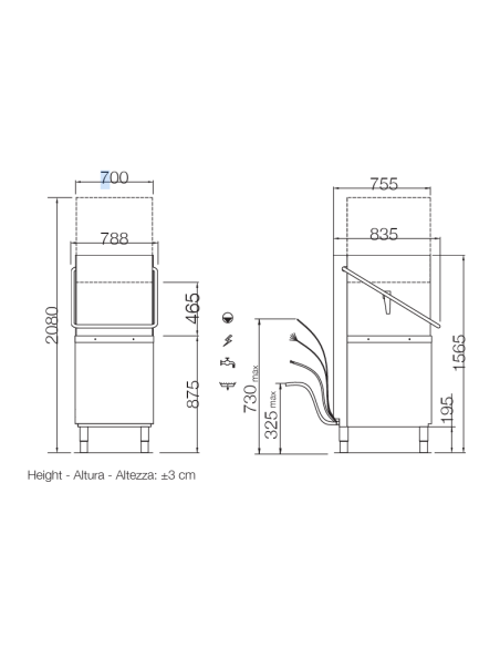 Lavavajillas electrónico con dosificador de detergente y abrillantador - cm 70 x 75.5 x 156.5 h