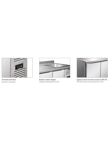 Mesa refrigerada 2 puertas - Fregadero - cm 151 x 70 x 96 h Mesa refrigerada 2 puertas - Fregadero - cm 151 x 70 x 96 h