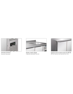 Refrigerated table 3 doors - Sink - cm 202 x 70 x 96 h 2