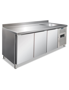 Mesa refrigerada 3 puertas - Fregadero - cm 202 x 70 x 96 h