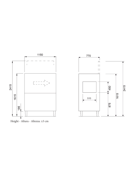 Lavaoggetti Elettronica con cesto quadro cm 50 x 50 - cm 77 x 115 x 161 h