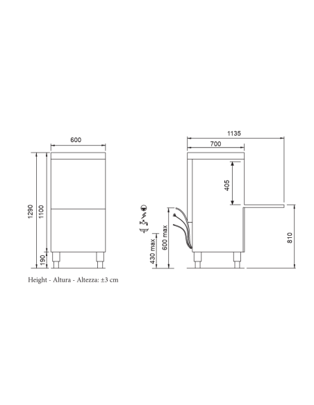 Electronic clothes washer with square basket cm 50 x 60 - cm 60 x 70 x 129 h
