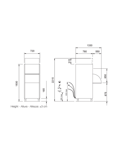 Lavaoggetti Elettronica con cesto quadro cm 56...