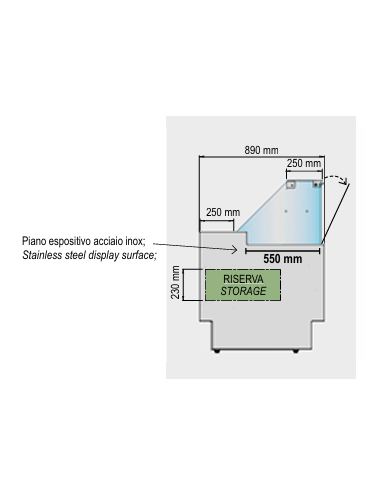 Food counter - Straight glass - Semi-ventilated...
